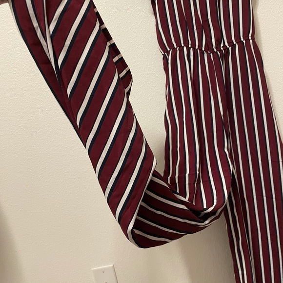 Ambiance Red Black Striped Jumpsuit Size M Wide Leg Spaghetti Strap Ruffle - Picture 2 of 8